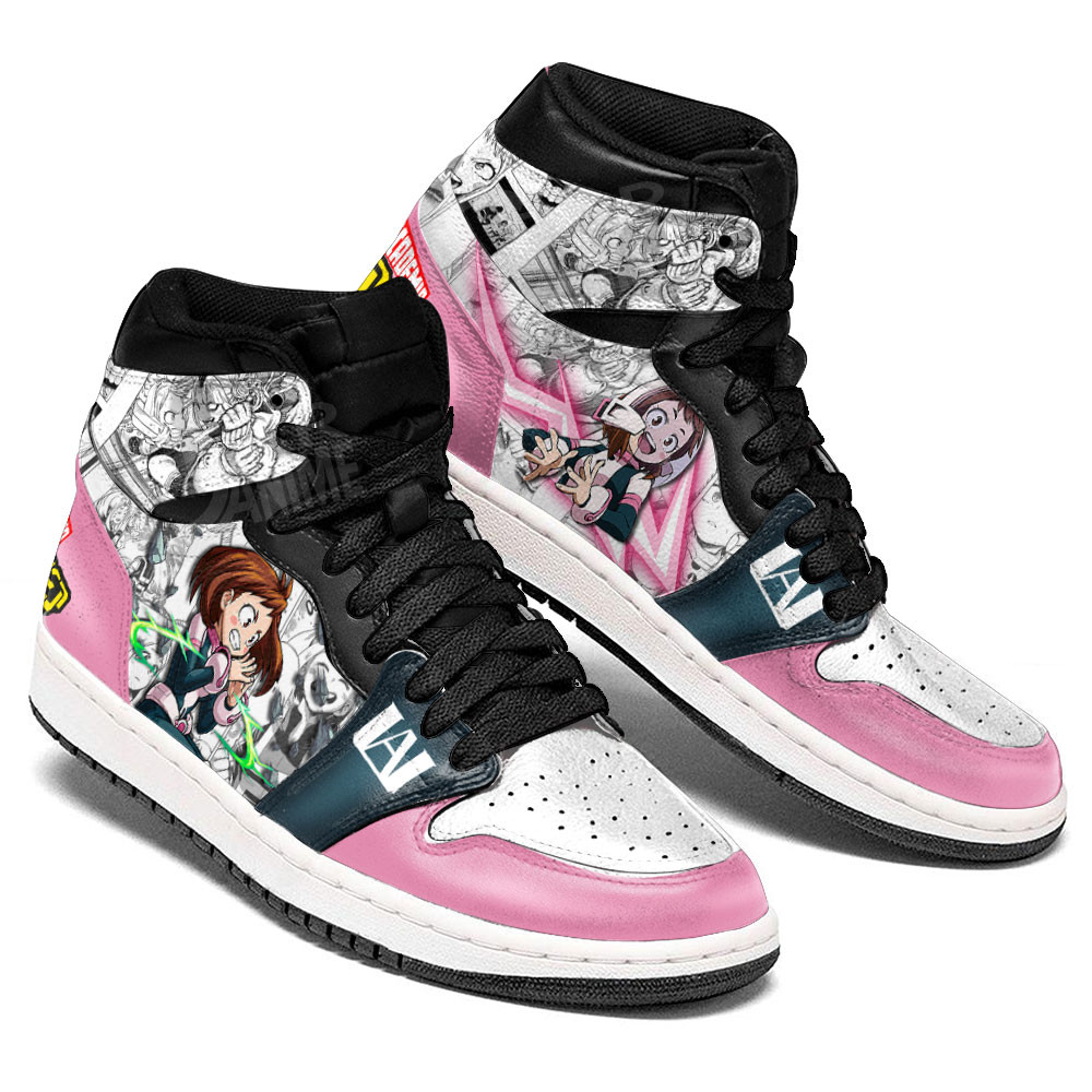 Ochako Uraraka Uravity JD1s Sneakers BNHA Manga Anime, Air Jordan Hightop
