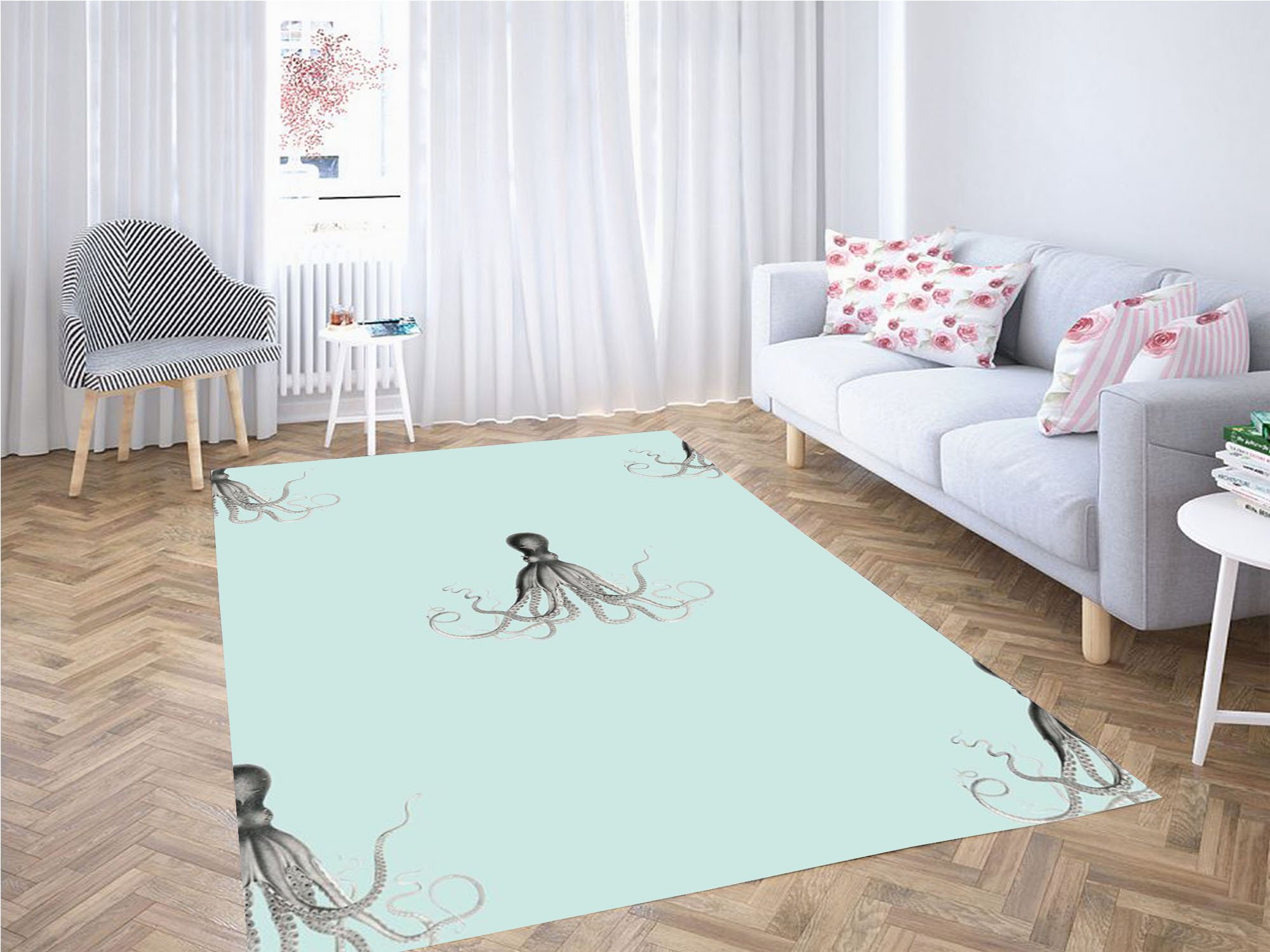 Octopus Wallpaper Carpet Rectangle Rug