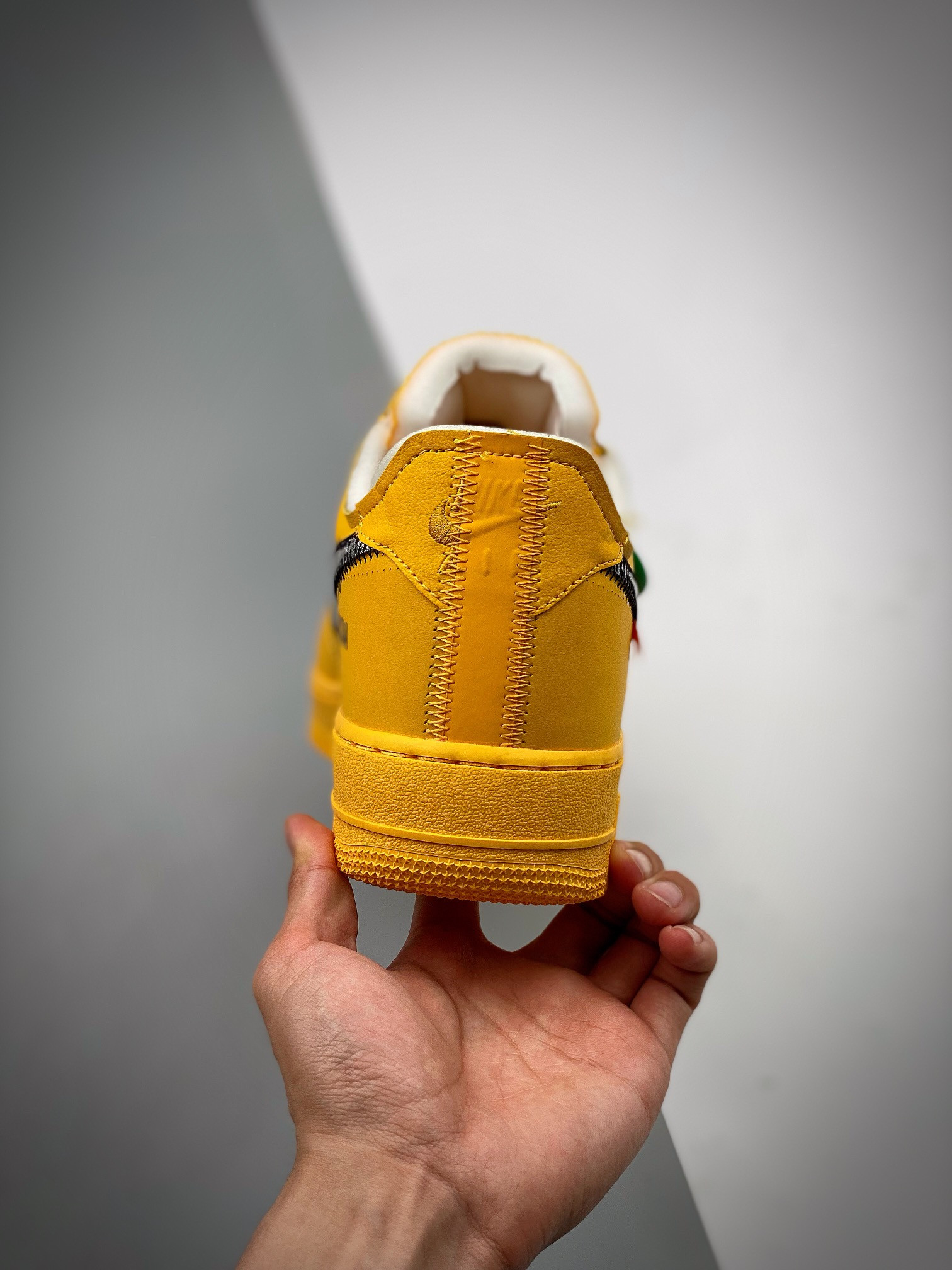 Off-White x Nike Air Force 1 Low University Gold/Black-Metallic Silver For Sale