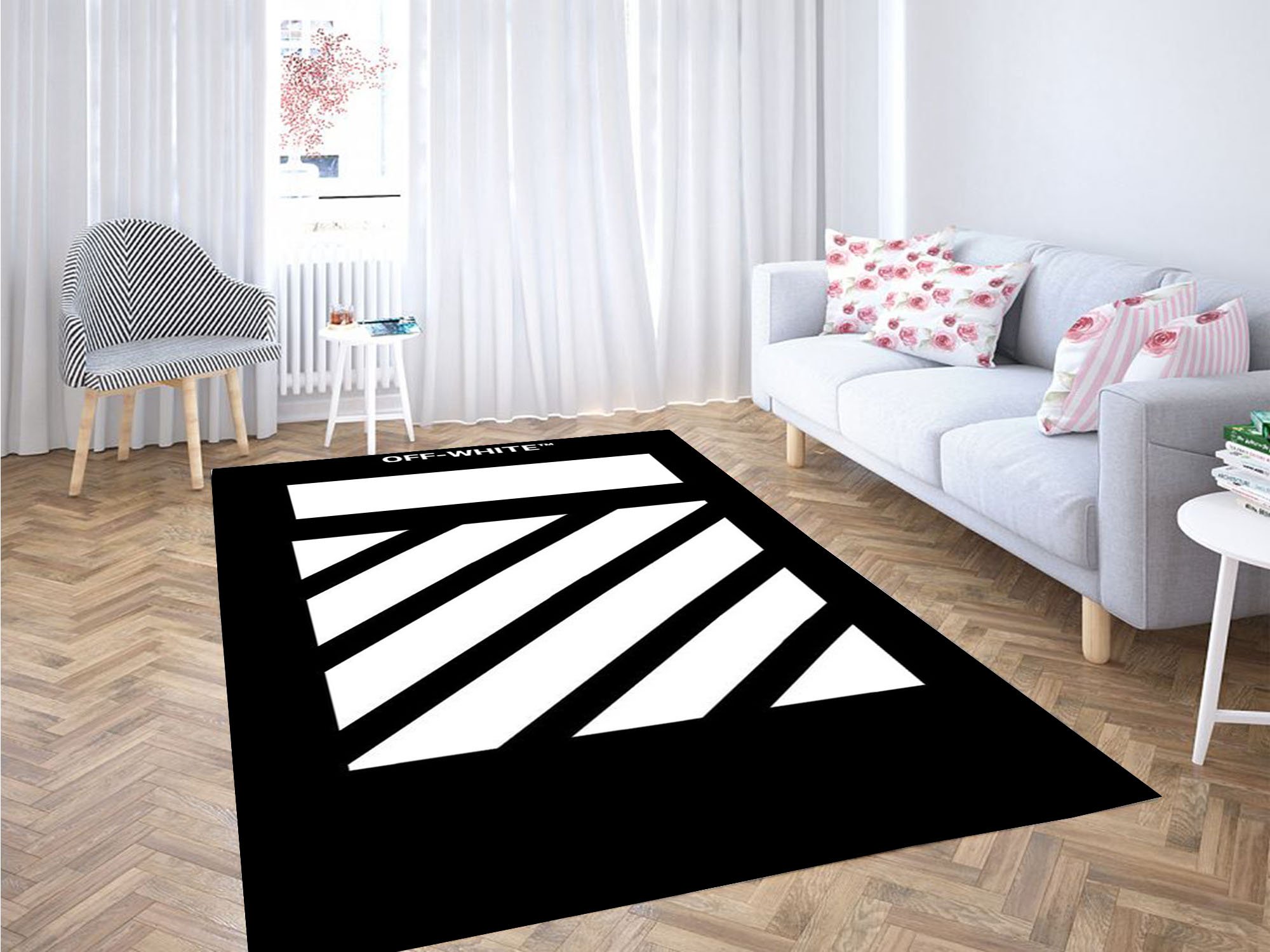 Off White Wallpaper Carpet Rectangle Rug