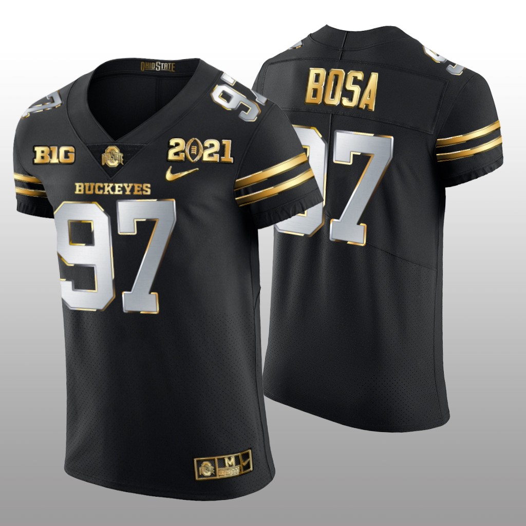 Ohio State Buckeyes Black 2021 National Championship Golden Edition Joey Bosa Jersey