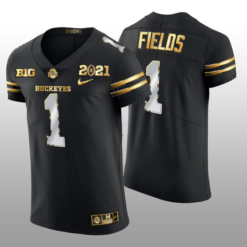 Ohio State Buckeyes Black 2021 National Championship Golden Edition Justin Fields Jersey