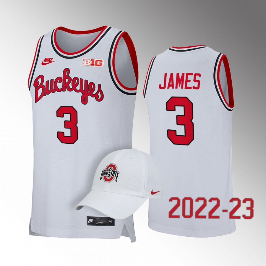 Ohio State Buckeyes Bronny James Jersey 2022-23 Retro White Uniform