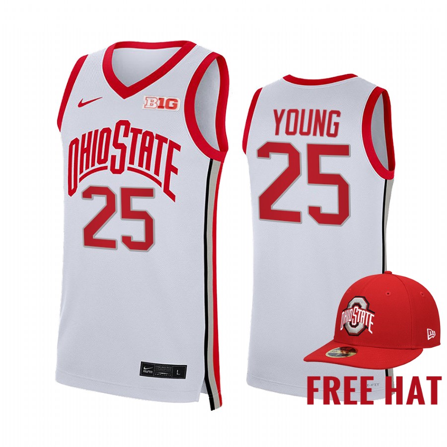 Ohio State Buckeyes Kyle Young Jersey 2021-22 College Young Free Hat Uniform