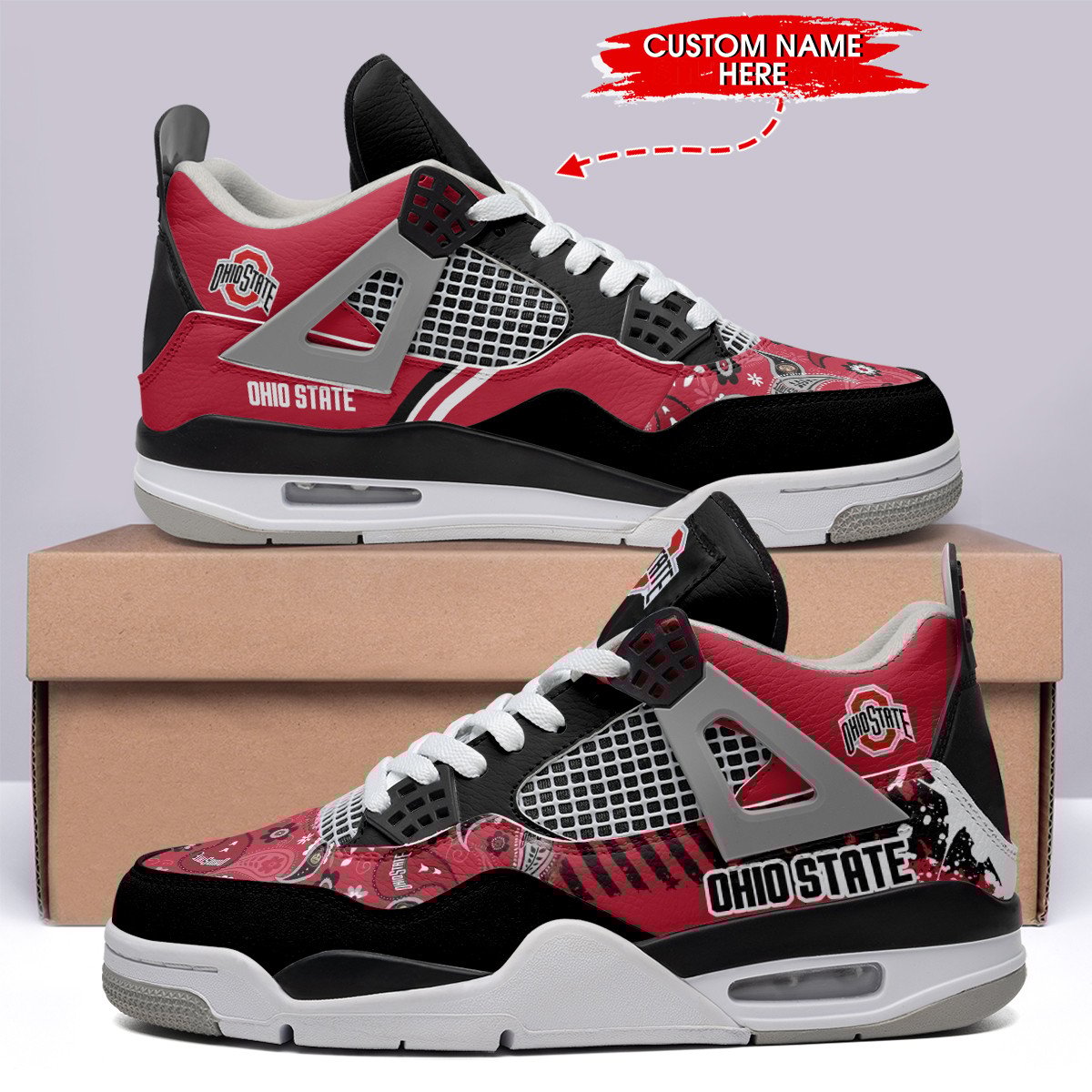 Ohio State Buckeyes Personalized Air Jordan 4 Sneaker