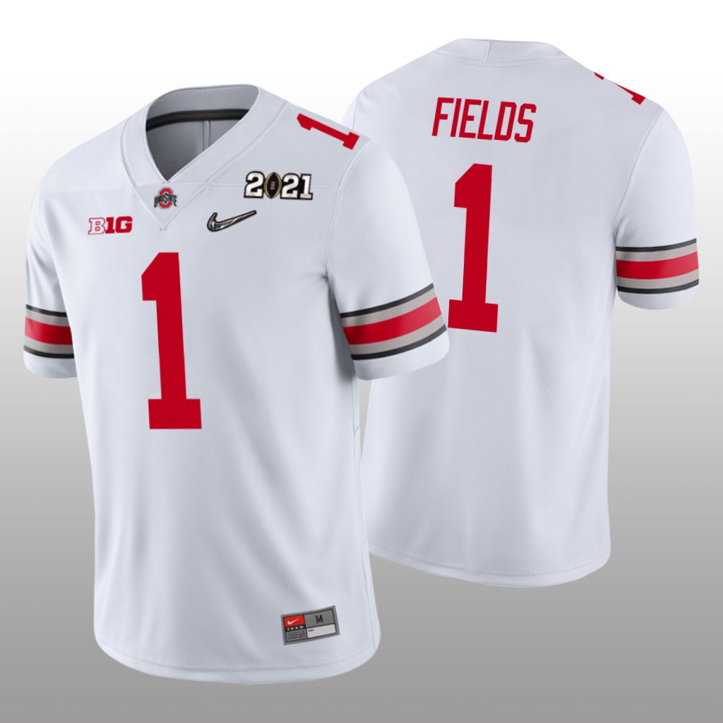 Ohio State Buckeyes White 2021 National Championship Justin Fields Jersey