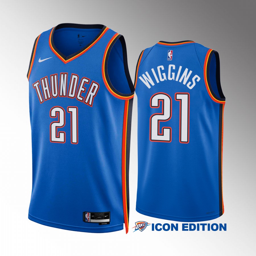 Oklahoma City Thunder Aaron Wiggins 2022-23 Icon Edition Blue #21 Jersey Swingman