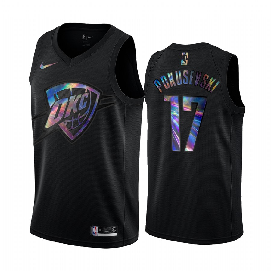 Oklahoma City Thunder Aleksej Pokusevski #17 Jersey Iridescent Holographic Black Limited Edition