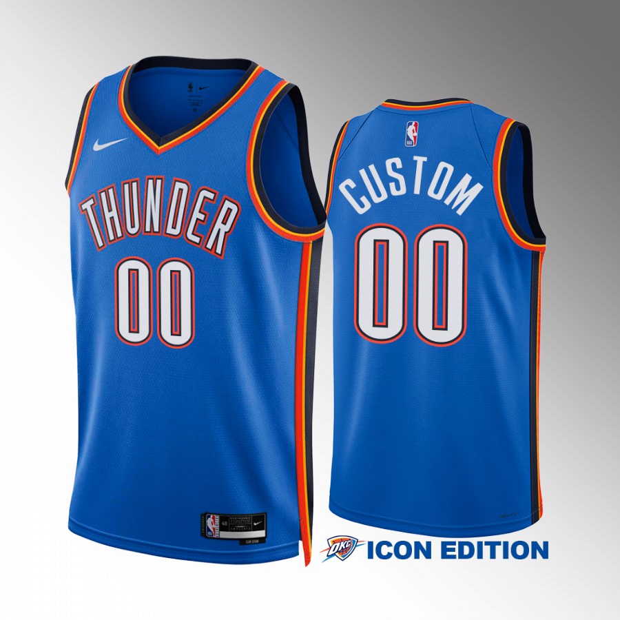Oklahoma City Thunder Custom 2022-23 Icon Edition Blue #00 Jersey Swingman