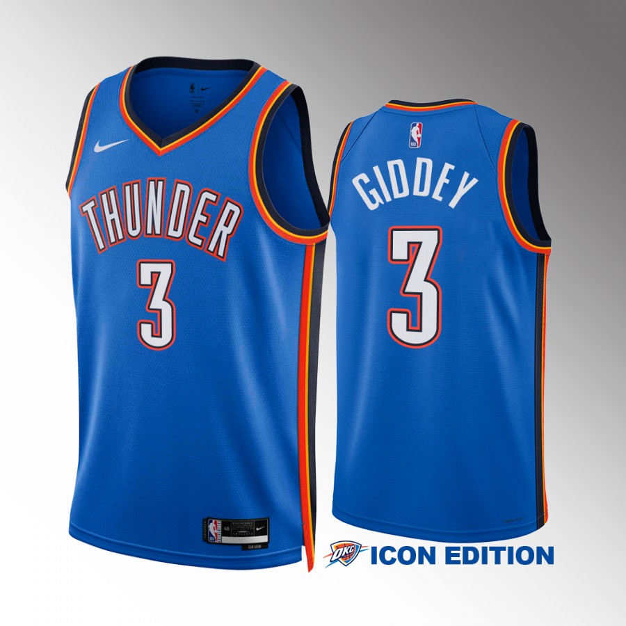 Oklahoma City Thunder Josh Giddey 2022-23 Icon Edition Blue #3 Jersey Swingman