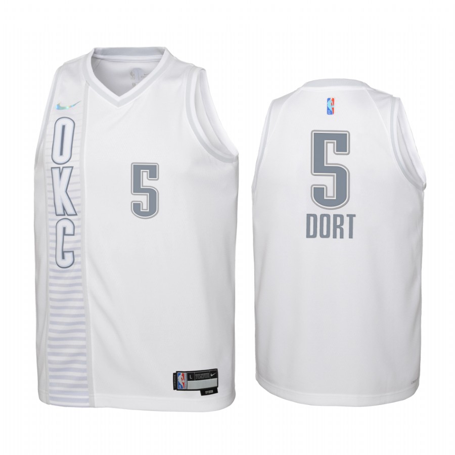 Oklahoma City Thunder Luguentz Dort City Edition White Youth Jersey NBA 75th Season #5