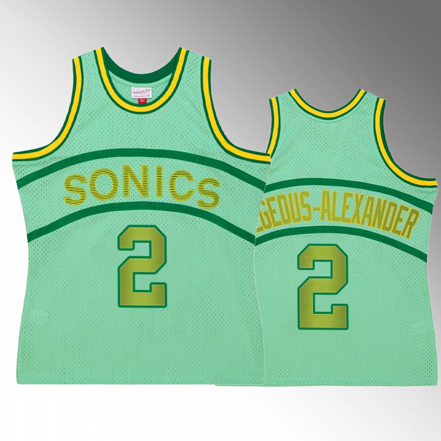 Oklahoma City Thunder Shai Gilgeous-Alexander Space Knit #2 Green Hardwood Classics Jersey