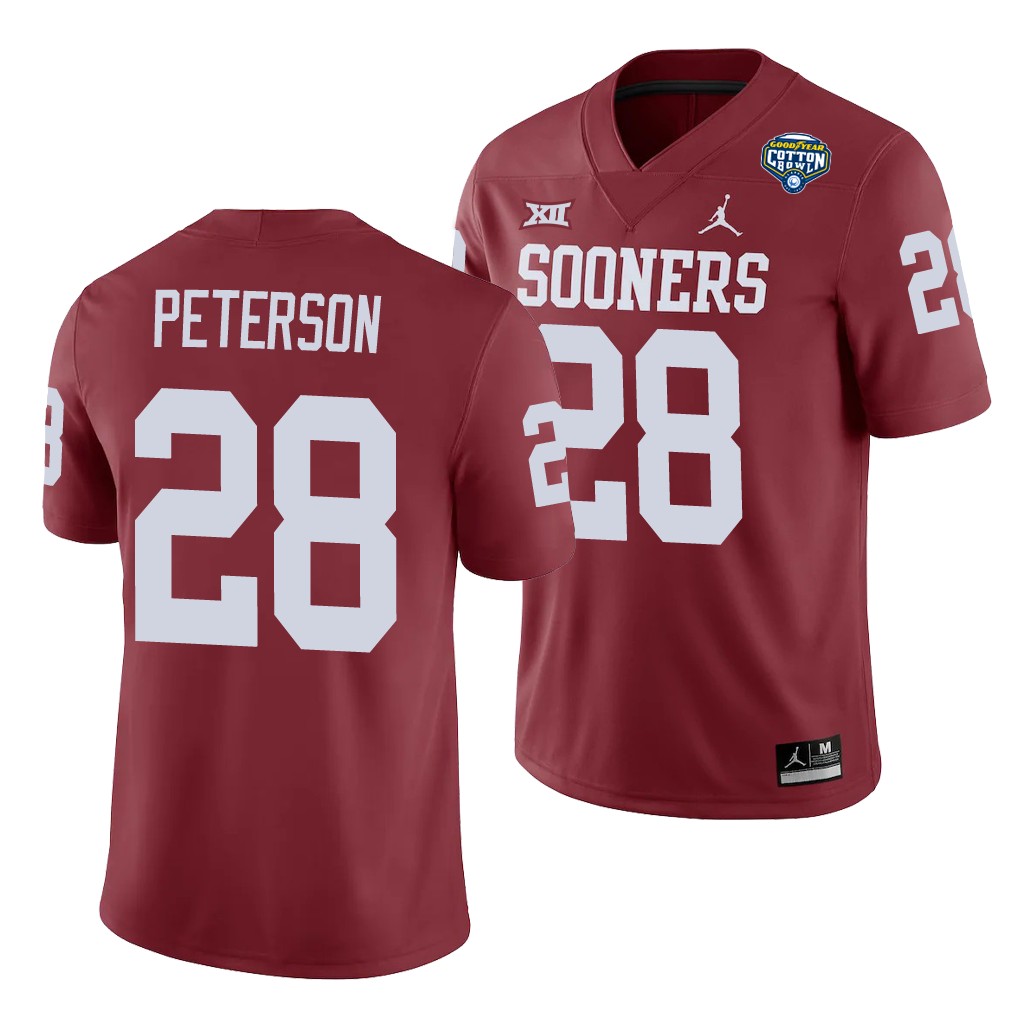 Oklahoma Sooners Adrian Peterson Crimson 2020 Cotton Bowl Game Jersey
