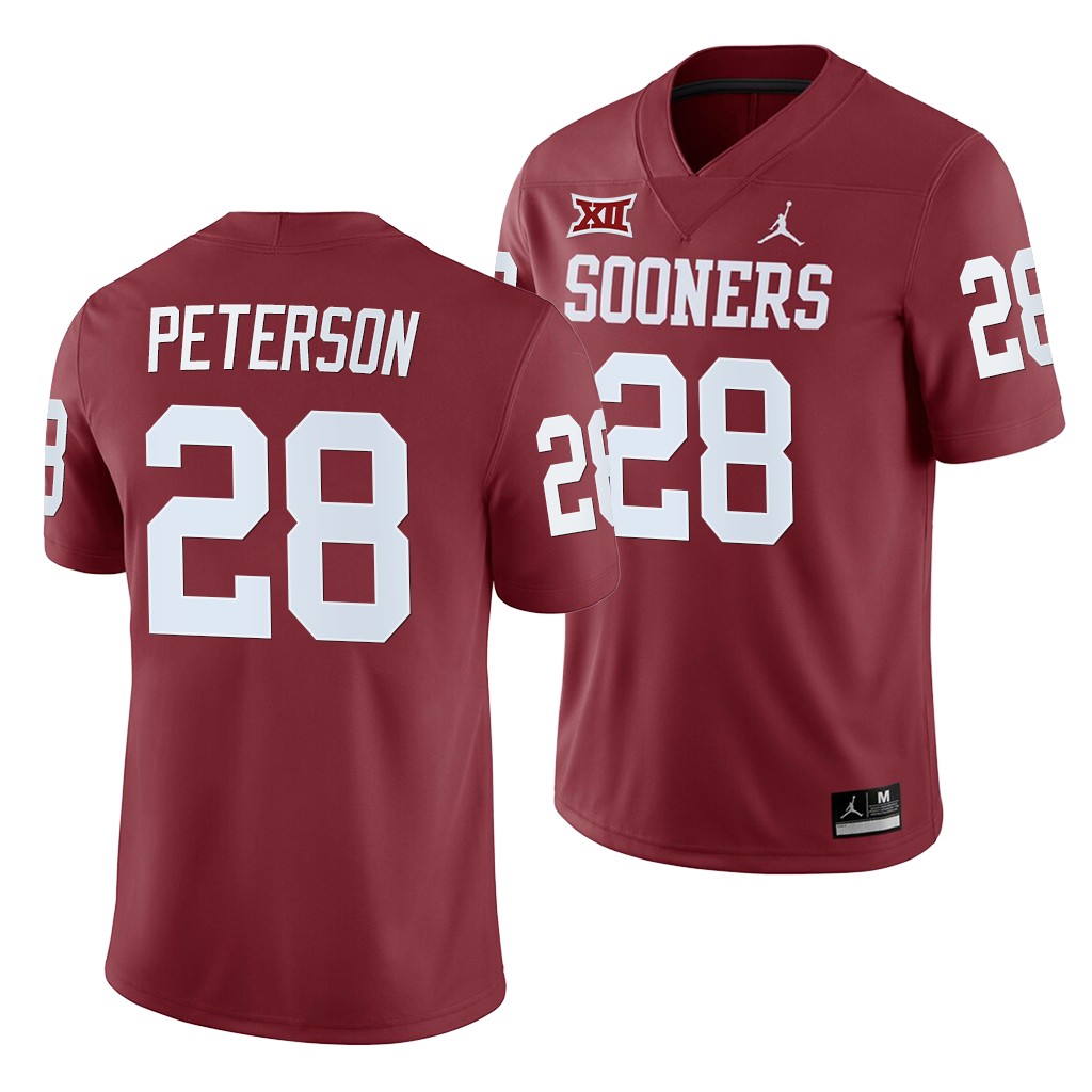 Oklahoma Sooners Adrian Peterson Crimson College Home Game Jersey
