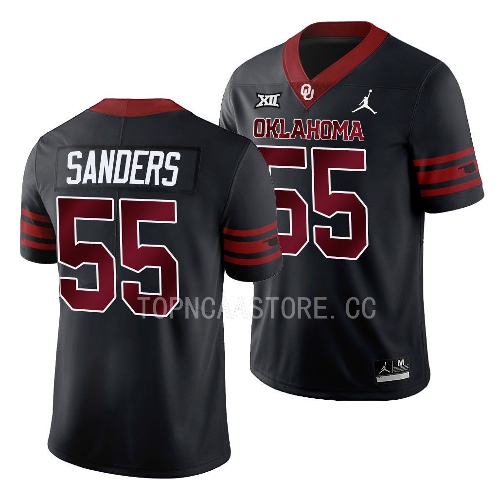 Oklahoma Sooners Ashton Sanders Jersey Unity Black #55 Men's Shirt