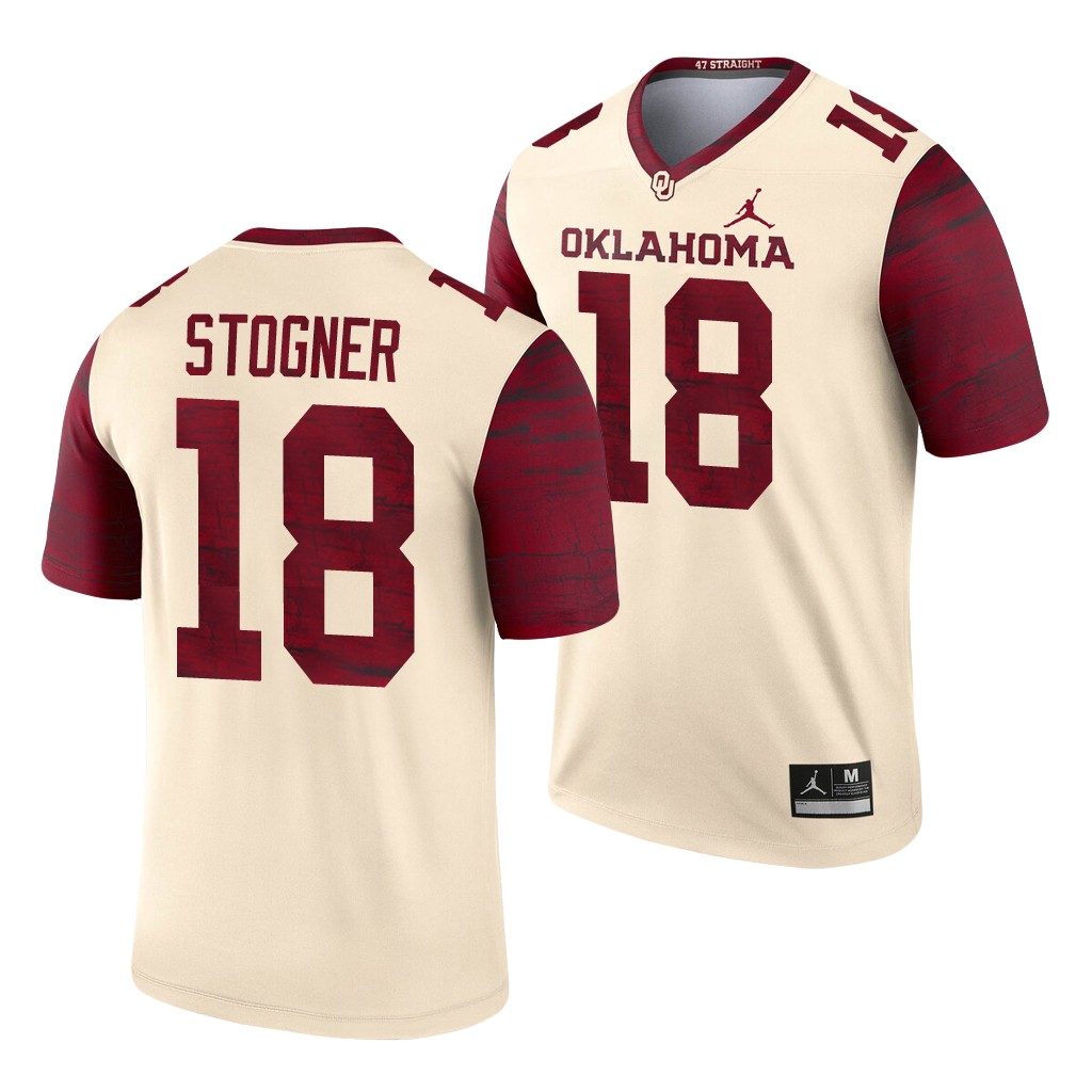 Oklahoma Sooners Austin Stogner 18 Cream Legend Alternate Jersey Men’s