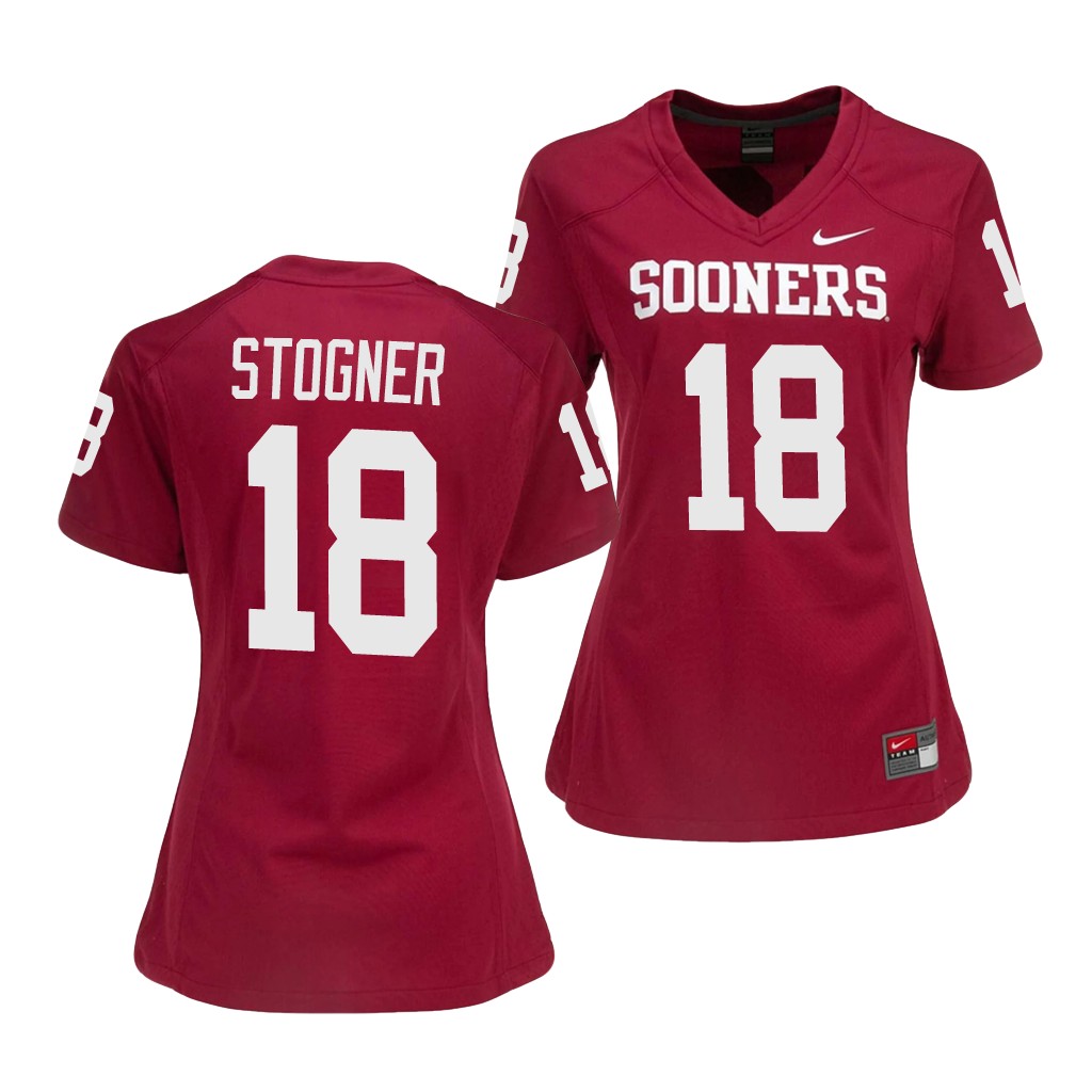 Oklahoma Sooners Austin Stogner 18 Crimson College Game Jersey Women's