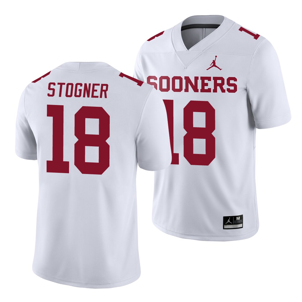 Oklahoma Sooners Austin Stogner 18 White Game Jersey Men's