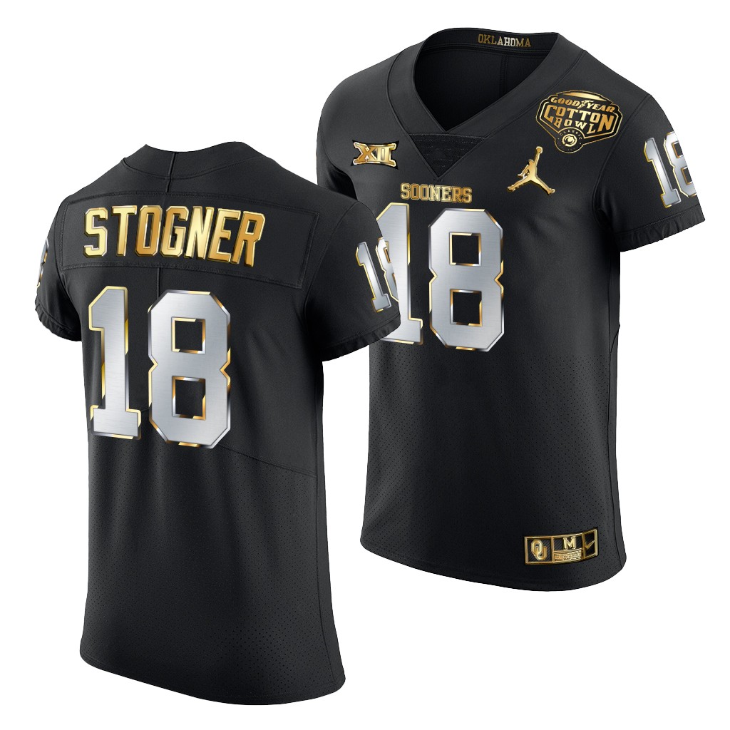Oklahoma Sooners Austin Stogner 2020 Cotton Bowl Classic Jersey Black Golden Edition