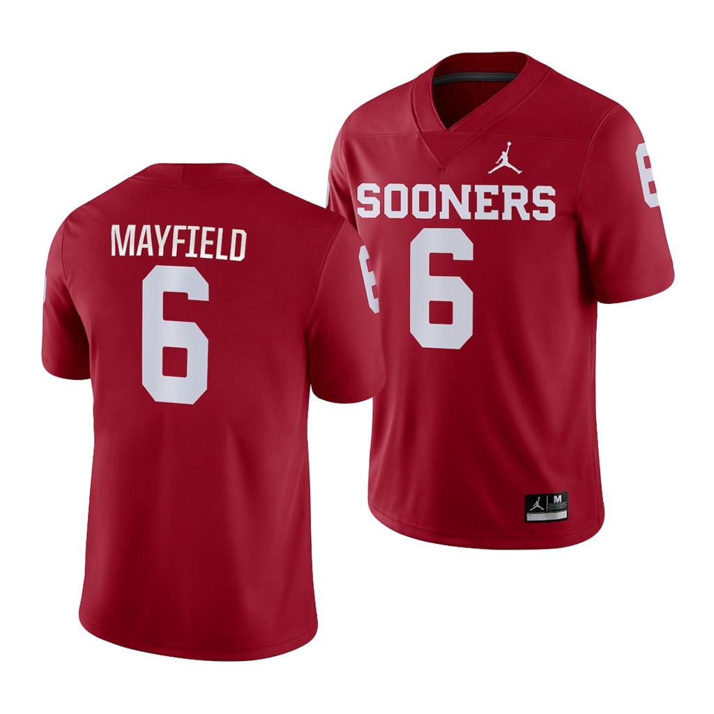 Oklahoma Sooners Baker Mayfield Crimson Game College Jersey