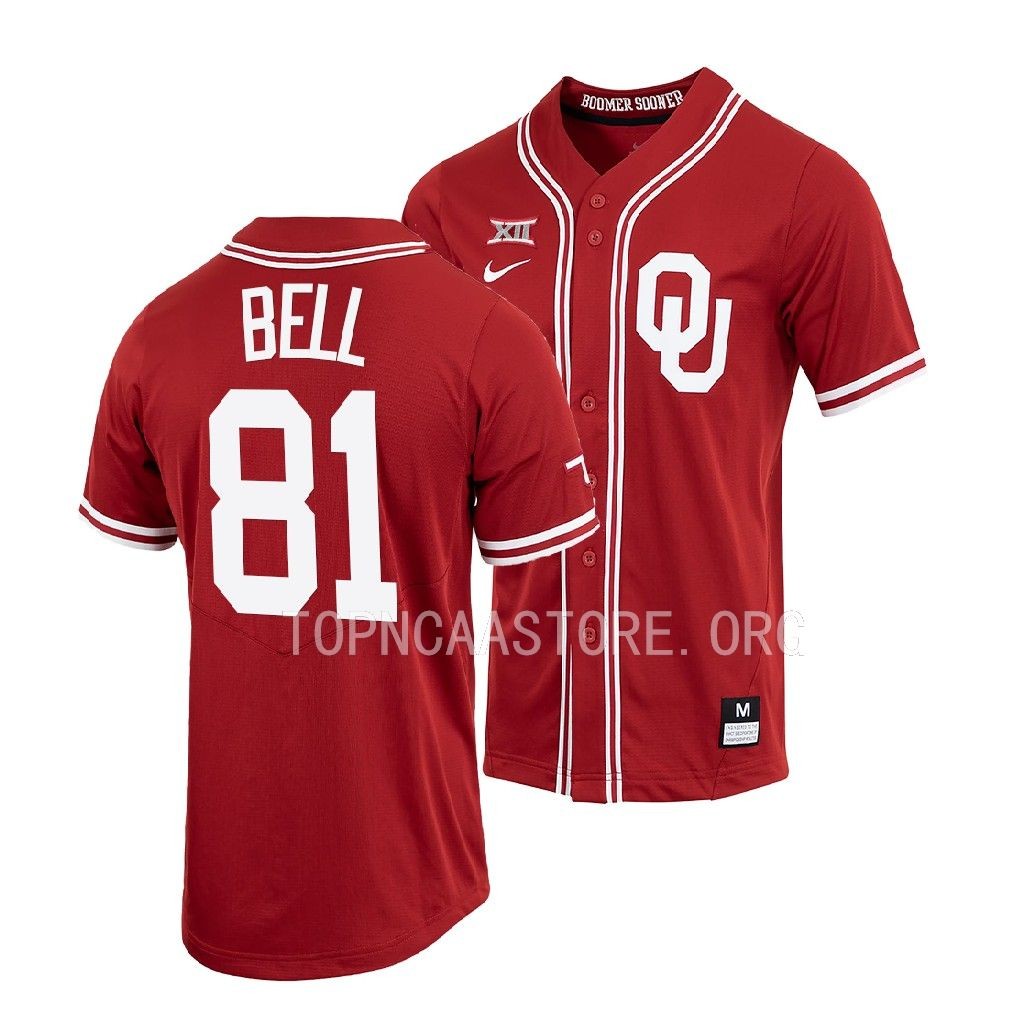 Oklahoma Sooners Blake Bell Shirt Crimson #81 Jersey Full-Button