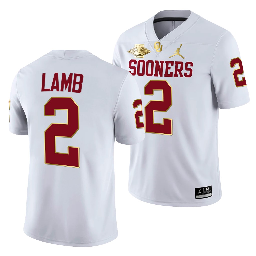 Oklahoma Sooners CeeDee Lamb 2 White 2021 Red River Showdown NFL Alumni Jersey Men