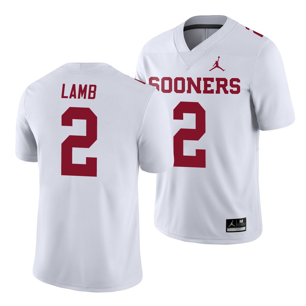 Oklahoma Sooners CeeDee Lamb 2 White Game Jersey Men's