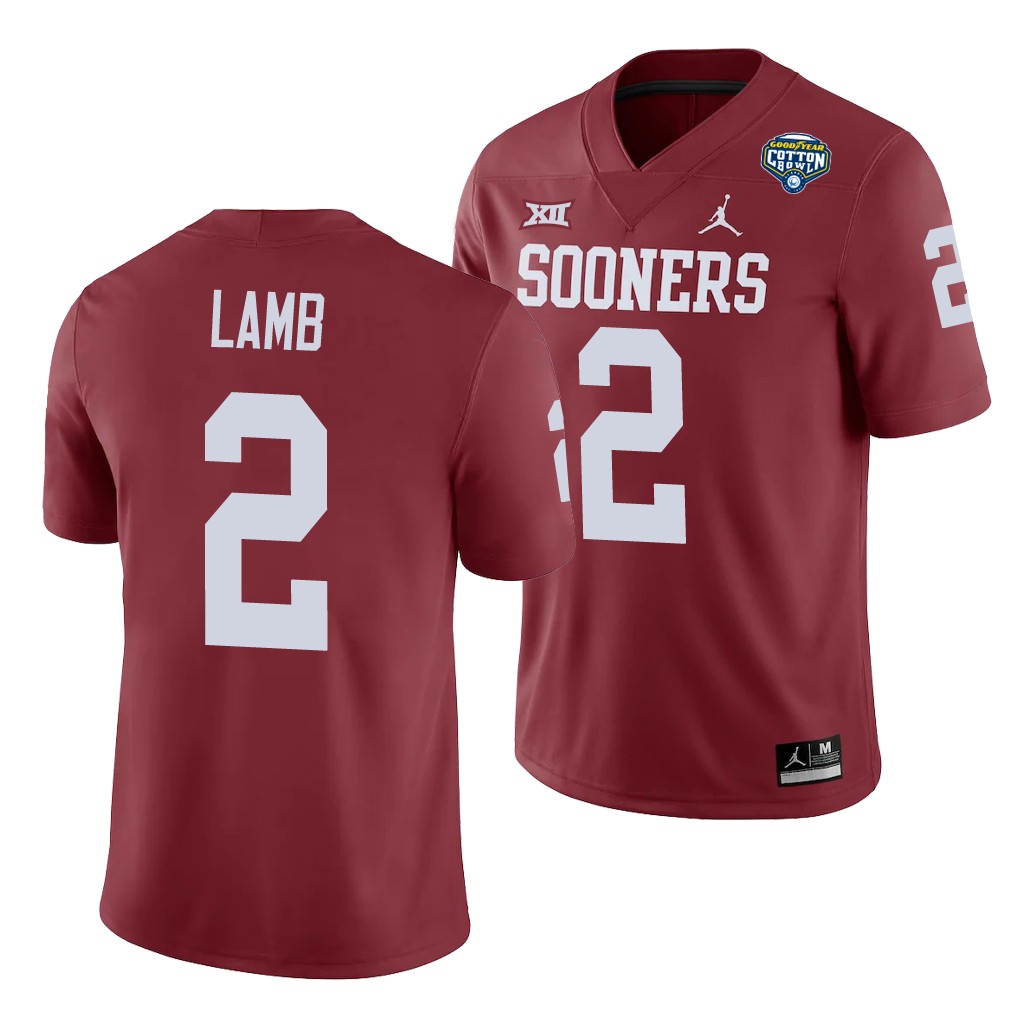 Oklahoma Sooners CeeDee Lamb Crimson 2020 Cotton Bowl Game Jersey
