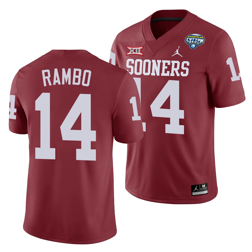 Oklahoma Sooners Charleston Rambo 2020 Cotton Bowl Classic Crimson College  Jersey