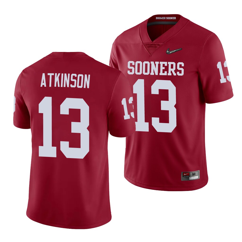 Oklahoma Sooners Colt Atkinson Crimson College Men's Playoff Game Jersey