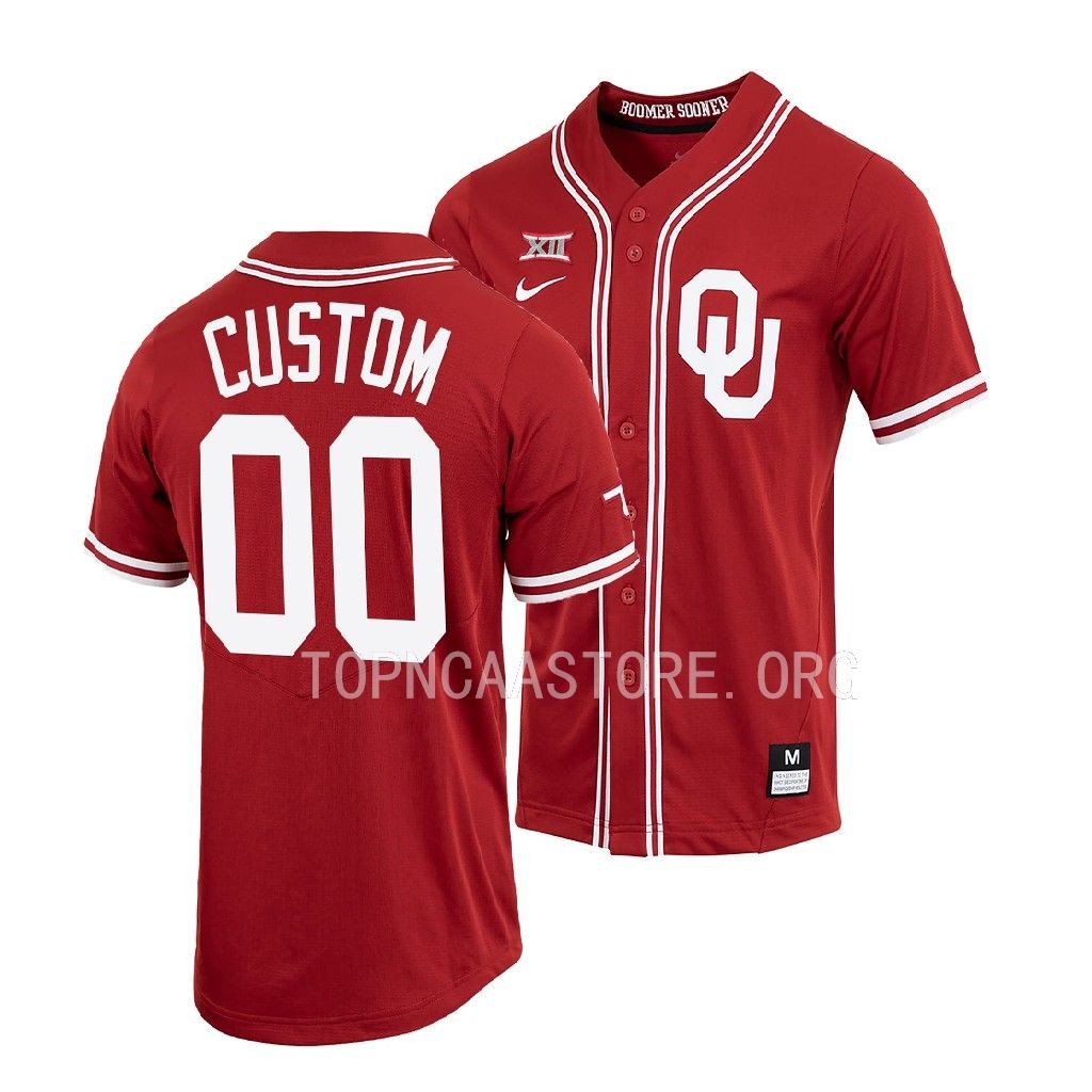 Oklahoma Sooners Custom Shirt Crimson #00 Jersey Full-Button
