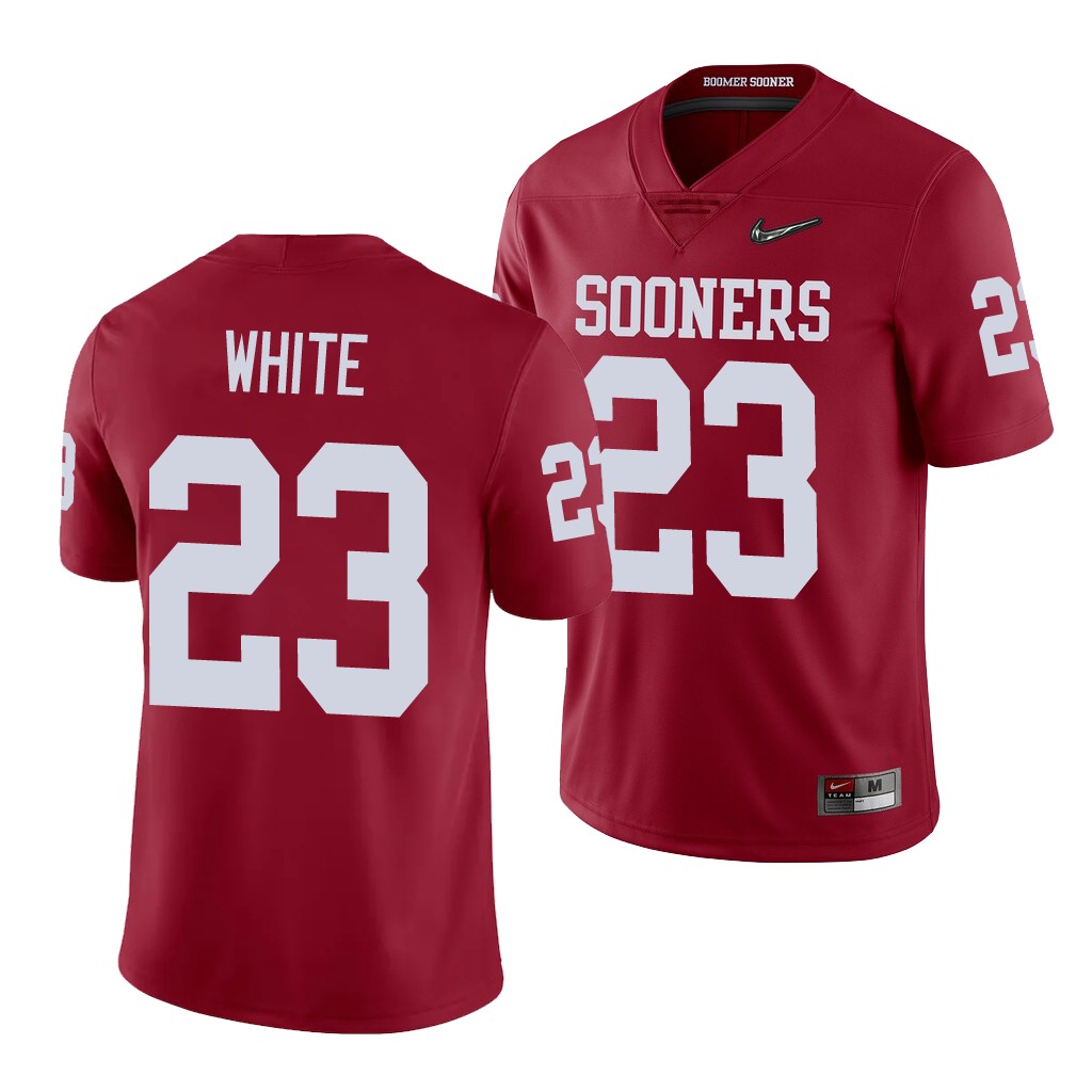 Oklahoma Sooners DaShaun White Crimson College Men's Playoff Game Jersey