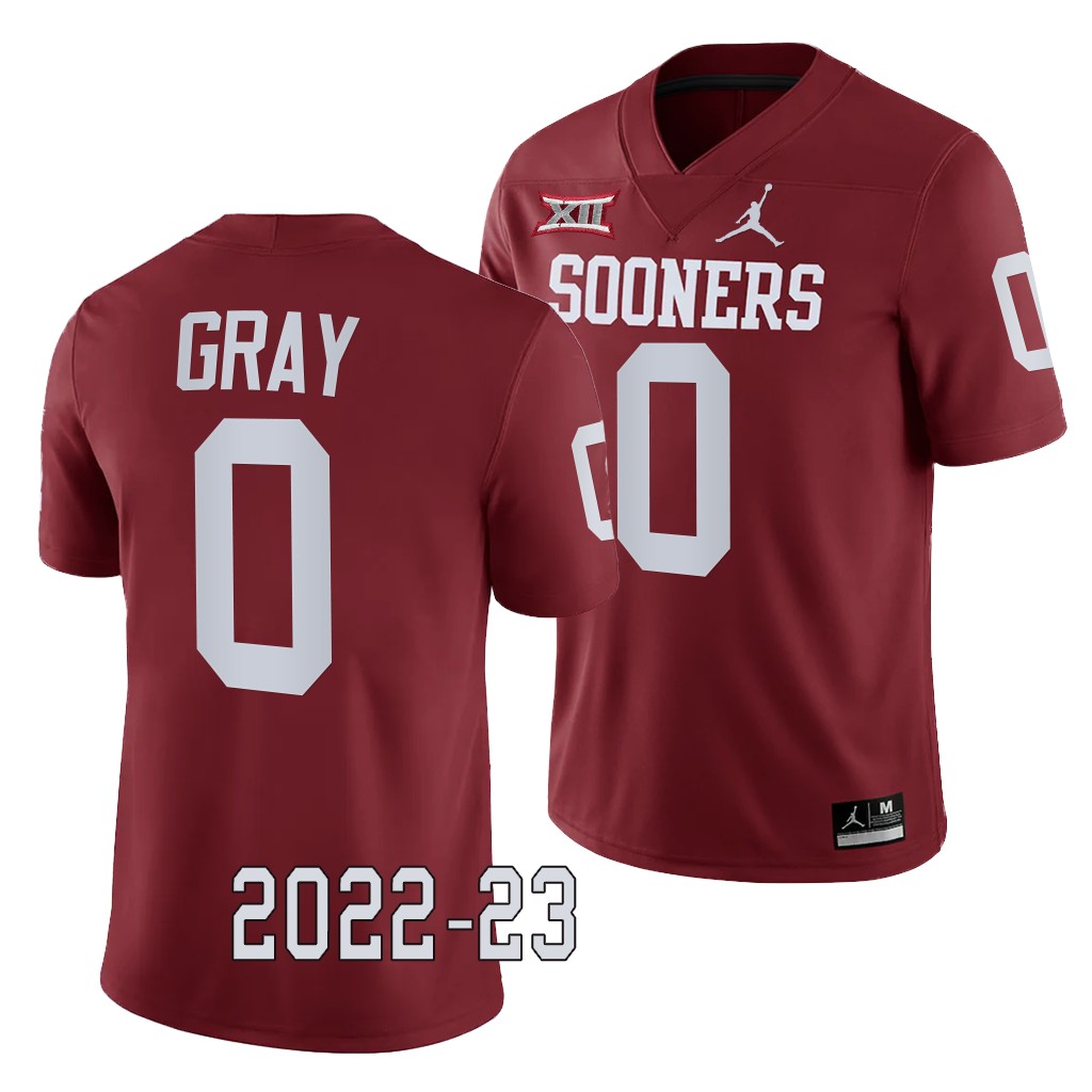 Oklahoma Sooners Eric Gray College Jersey #0 Crimson 2022-23 Game Uniform