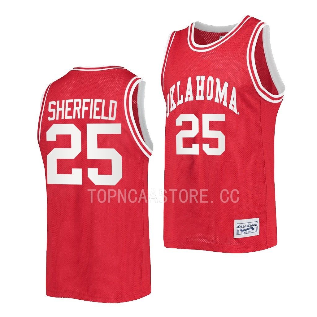 Oklahoma Sooners Grant Sherfield Crimson #25 Classic Jersey 2022-23 Retro