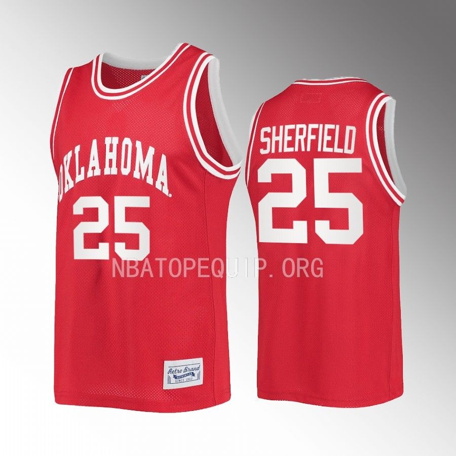 Oklahoma Sooners Grant Sherfield Jersey 2022-23 Retro Crimson Classic Uniform