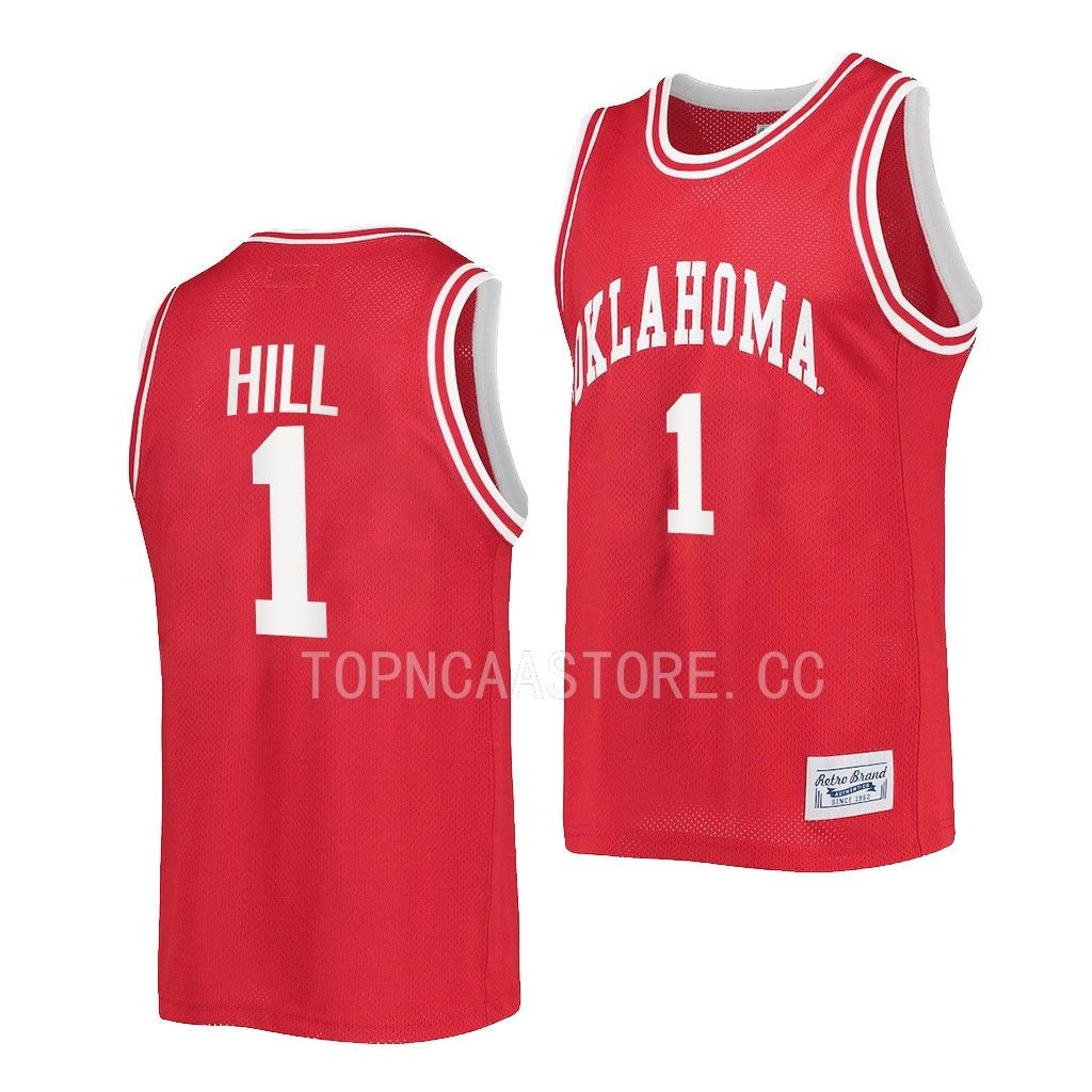 Oklahoma Sooners Jalen Hill Crimson #1 Classic Jersey 2022-23 Retro