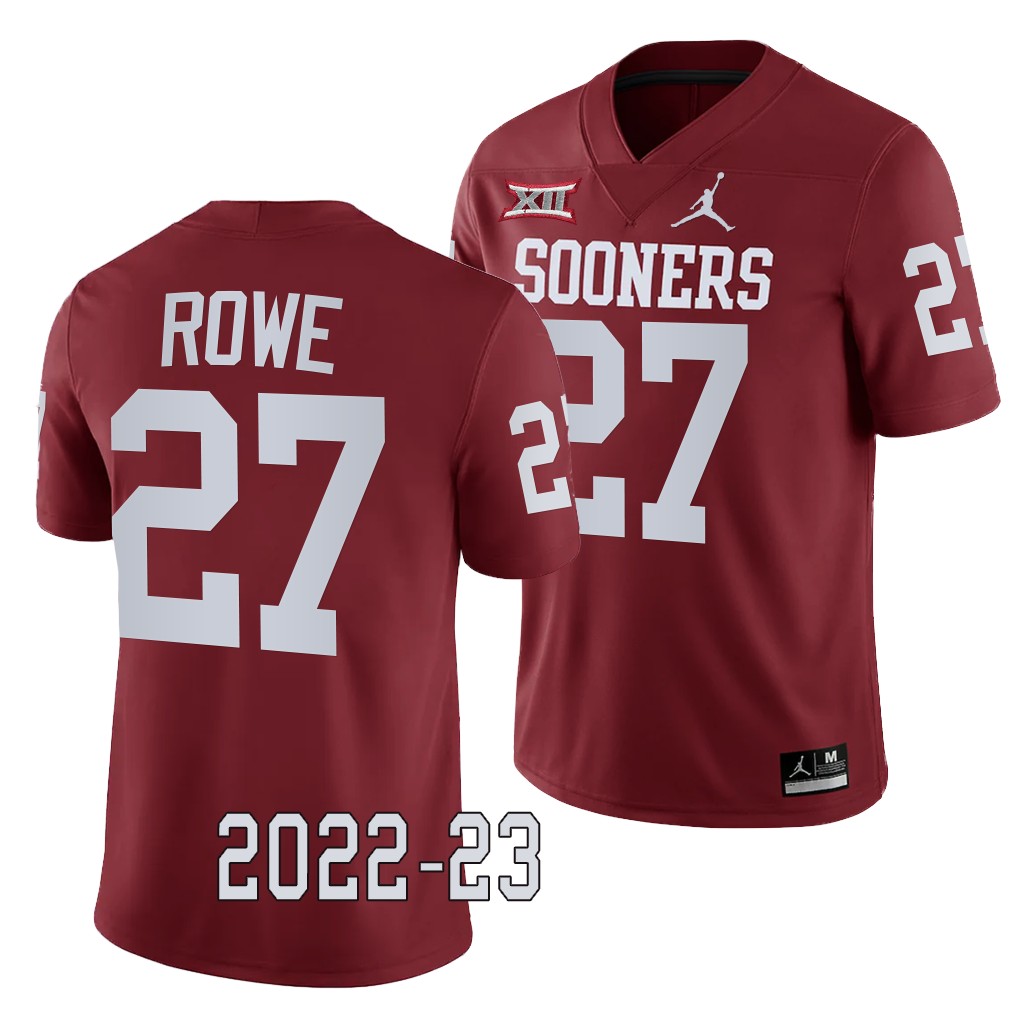 Oklahoma Sooners Jayden Rowe College Jersey #27 Crimson 2022-23 Game Uniform