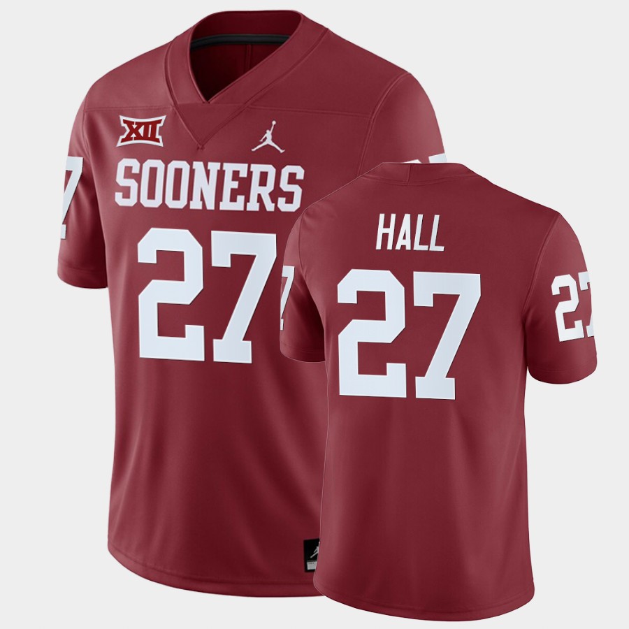 Oklahoma Sooners Jeremiah Hall Crimson Home Game Jersey NCAA