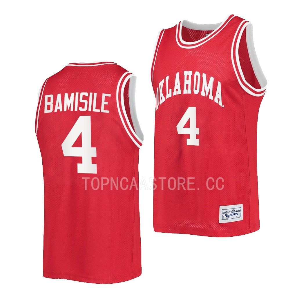 Oklahoma Sooners Joe Bamisile Crimson #4 Classic Jersey 2022-23 Retro