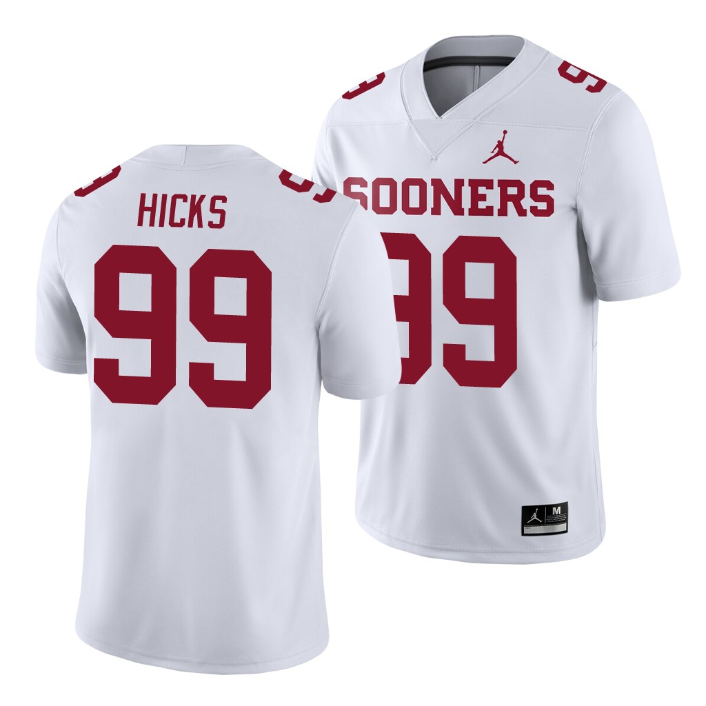 Oklahoma Sooners Marcus Hicks White College Men's Game Jersey