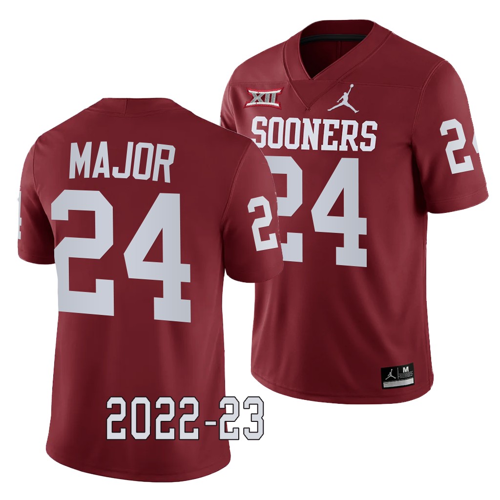 Oklahoma Sooners Marcus Major College Jersey #24 Crimson 2022-23 Game Uniform