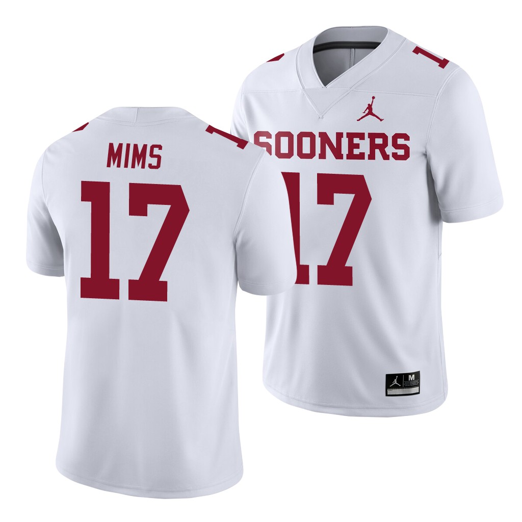Oklahoma Sooners Marvin Mims 17 White Game Jersey Men's