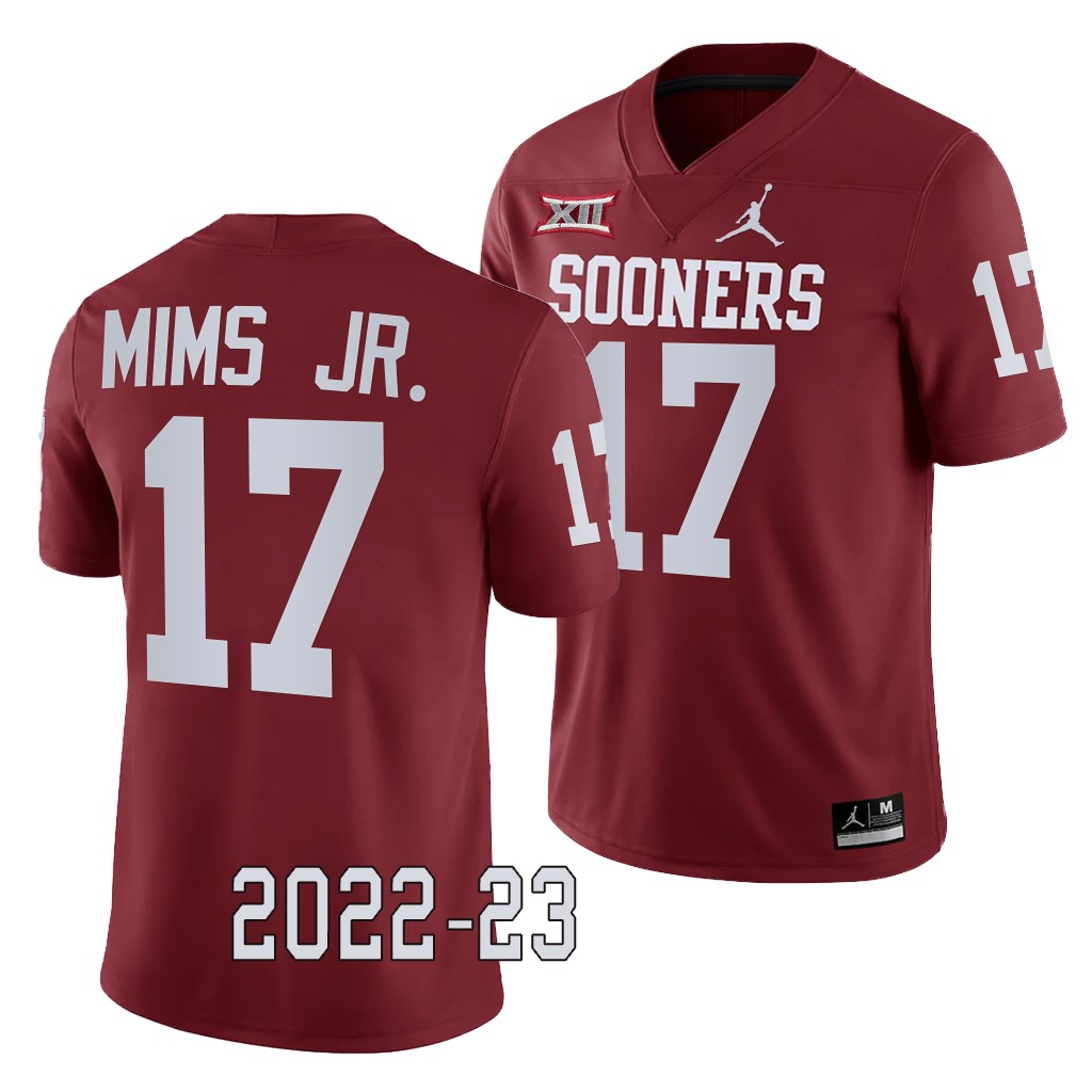 Oklahoma Sooners Marvin Mims Jr. College Jersey #17 Crimson 2022-23 Game Uniform