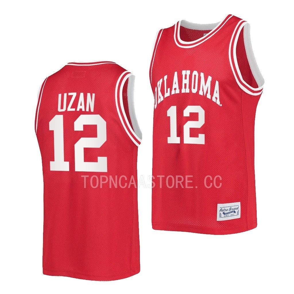 Oklahoma Sooners Milos Uzan Crimson #12 Classic Jersey 2022-23 Retro