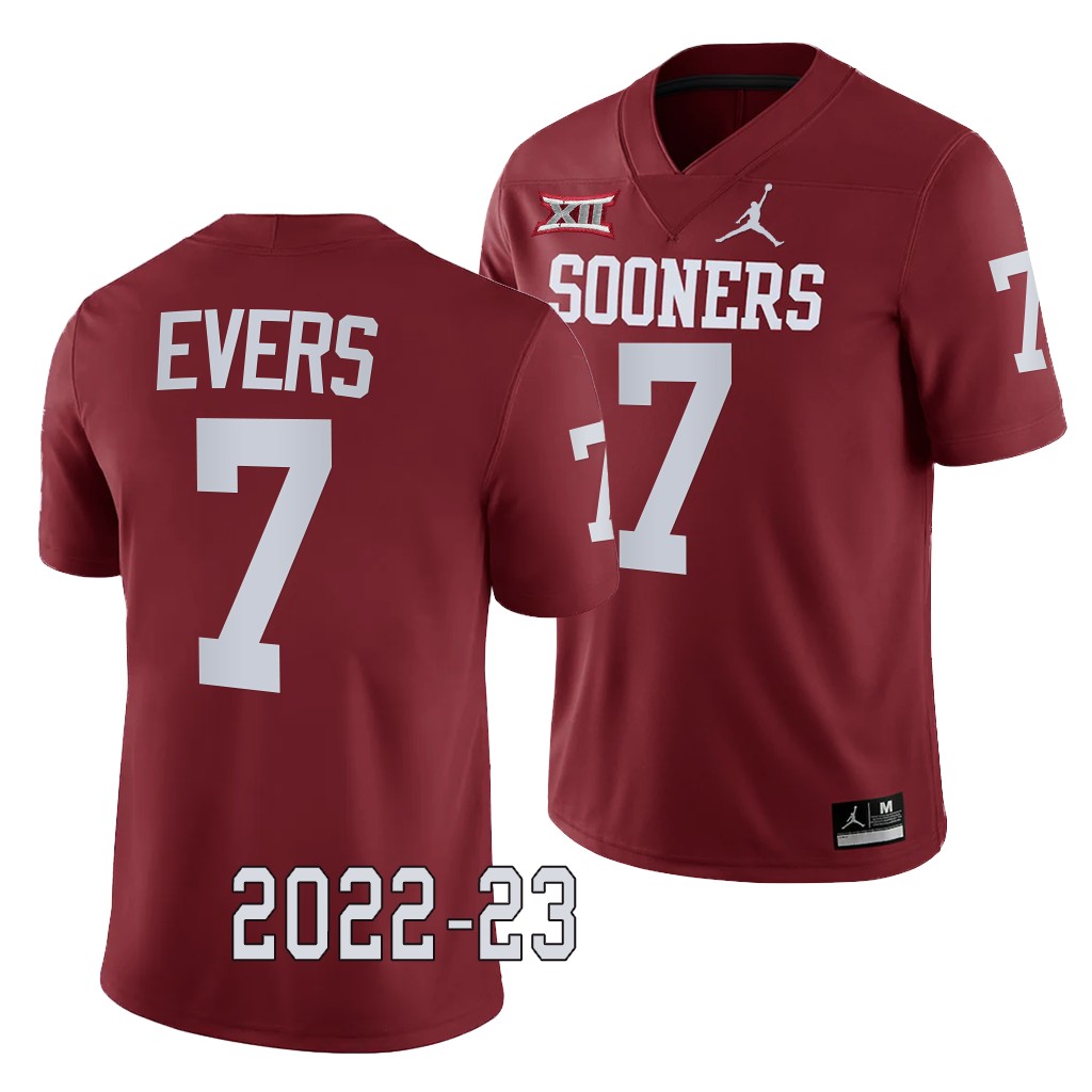 Oklahoma Sooners Nick Evers College Jersey #7 Crimson 2022-23 Game Uniform