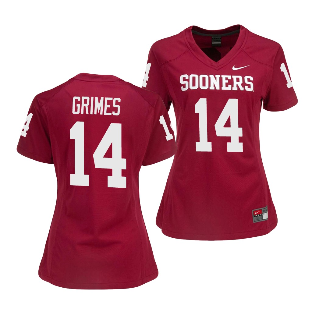Oklahoma Sooners Reggie Grimes 14 Crimson College Game Jersey Women's