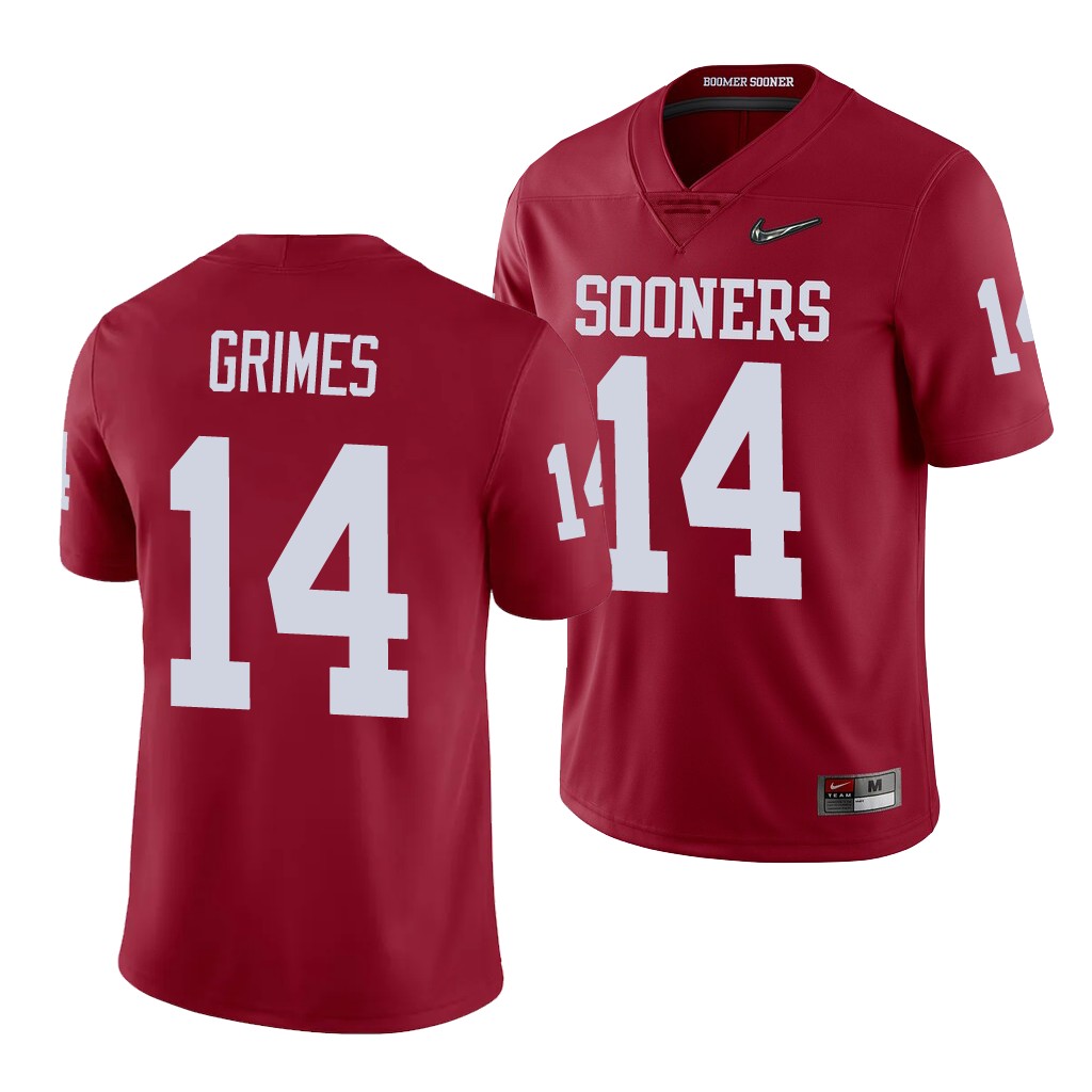Oklahoma Sooners Reggie Grimes 14 Crimson College Playoff Game Jersey Men's