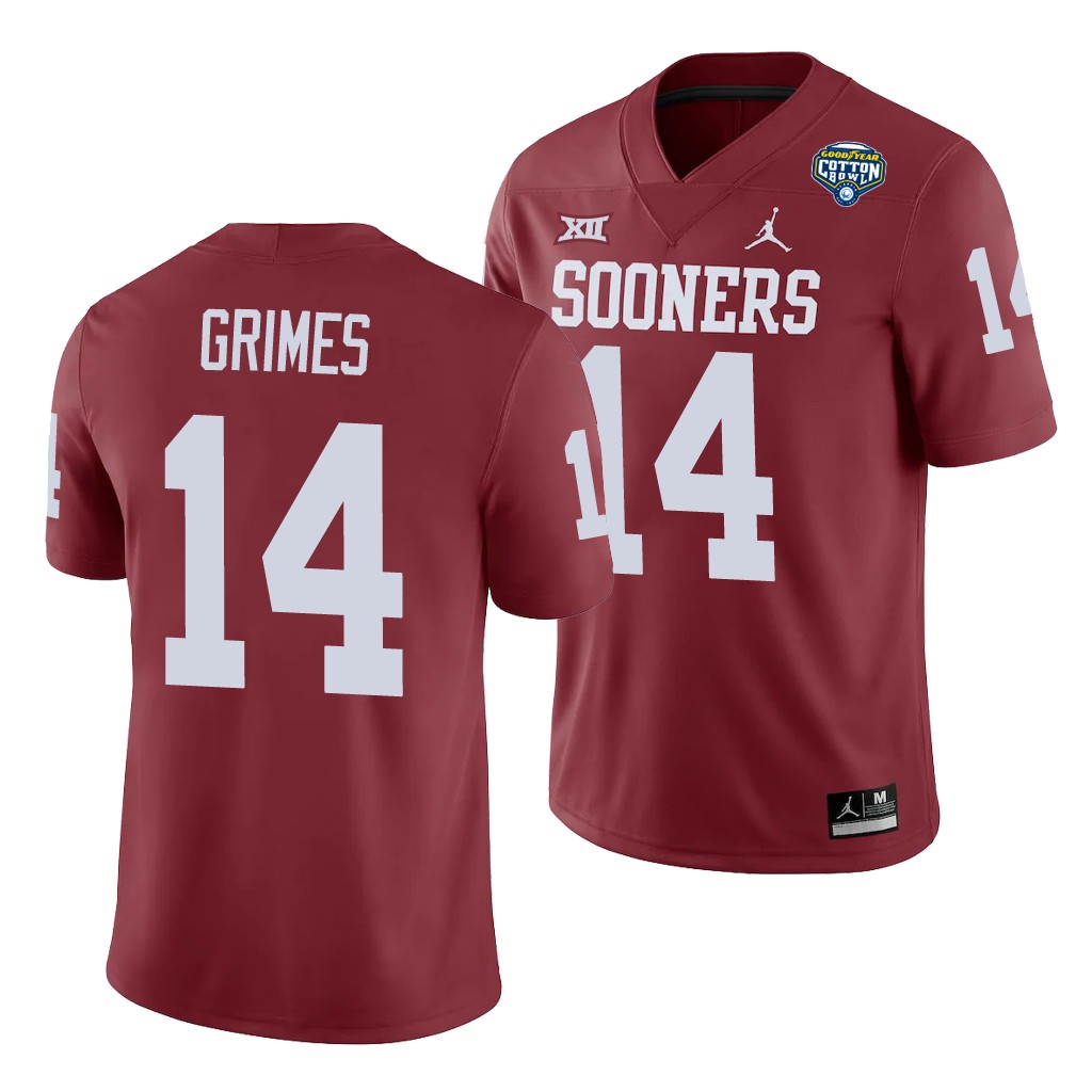 Oklahoma Sooners Reggie Grimes Crimson 2020 Cotton Bowl Game Jersey