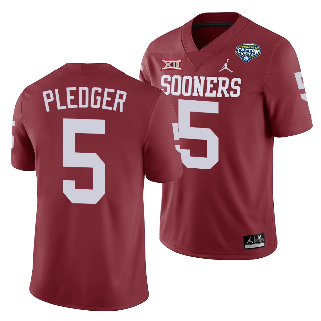 Oklahoma Sooners T.J. Pledger 2020 Cotton Bowl Classic Crimson College Jersey