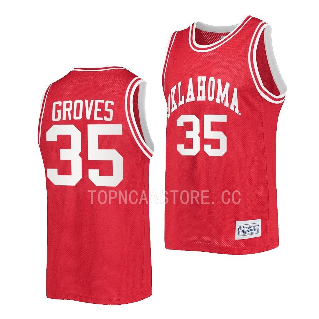 Oklahoma Sooners Tanner Groves Crimson #35 Classic Jersey 2022-23 Retro